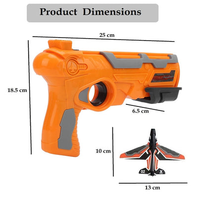 Flying Glider Planes Cardboard 4 Pcs & Launcher Shooter Gun Toy (Random Color Will Be Send)