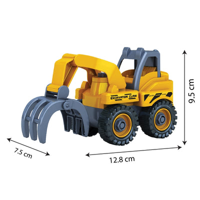 Mighty Machines Buildables-Claw Excavator|Build & Combine Vehicle|Easy To Build Pull Back & Friction Vehicle