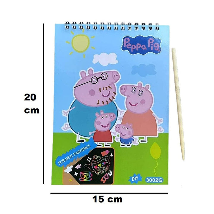 Pack of 2 - Scratch Paper Drawing Book with Wooden Stylus Stick | Peppa Pig & Unicorn (5-8 Years)