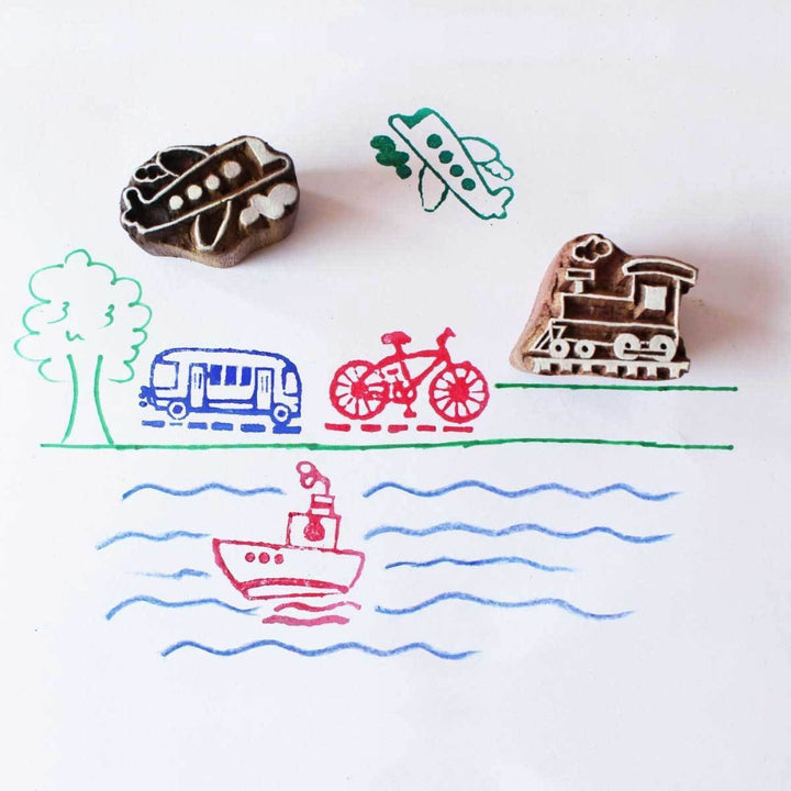 Modes of Transport Wooden Stamps Set