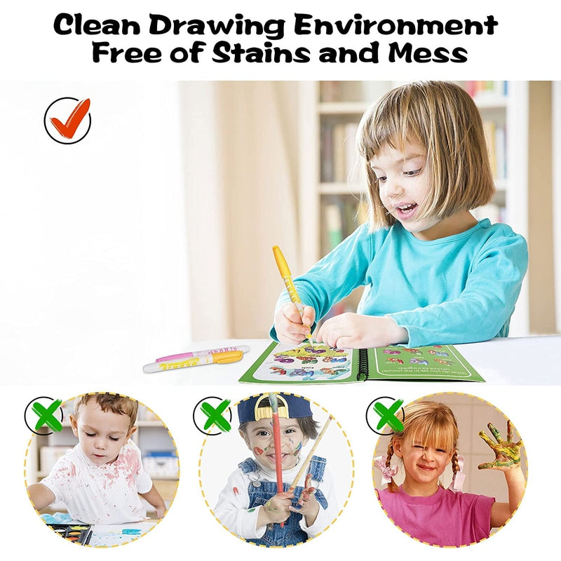 Set of 3 - Magic Water Coloring Pen with Reusable Painting Books (5-7 Years)