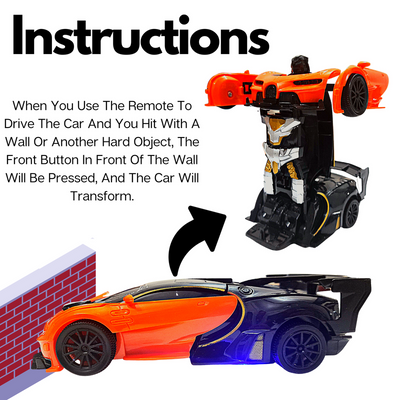 Remote Control Car | Robotic Car |  Transformers Toys | Bugatti Veyron (Orange Big Transform RC Car)
