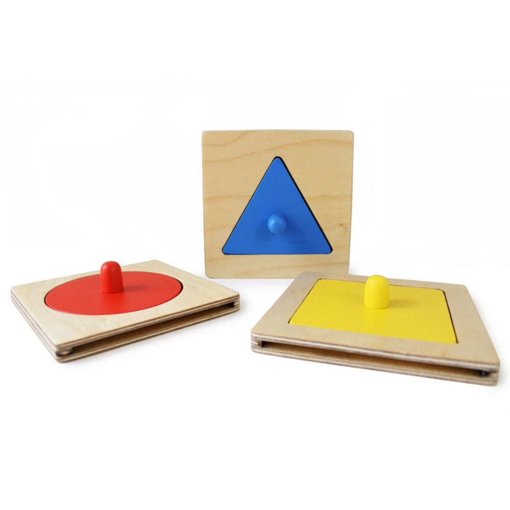 Set of 3 Montessori Wooden Shapes Peg Puzzle (9 Months - 2 Years)