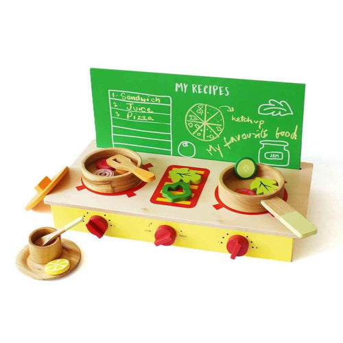 Shumee Little Chef Wooden Cooking Pretend Play Set with Gas Stove (3-7 Years)
