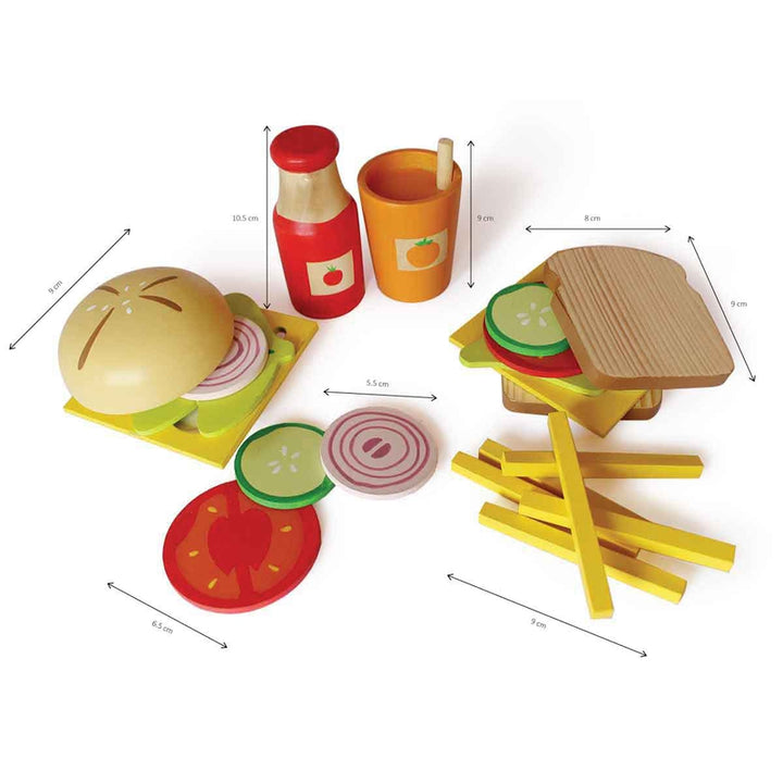 Wooden Sandwich And Burger Set