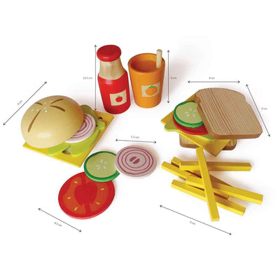 Wooden Sandwich And Burger Set