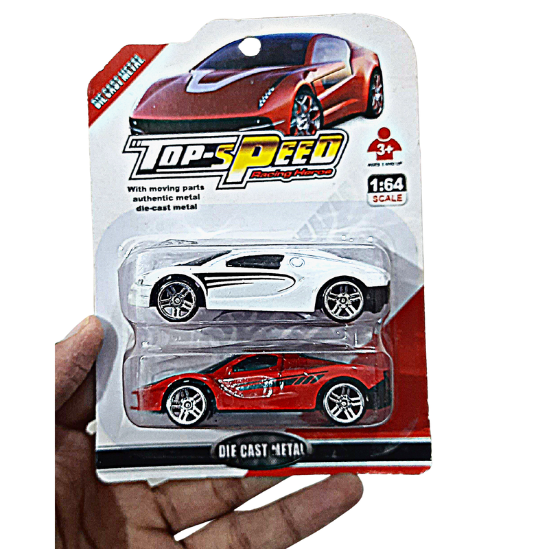 Mini Diecast Car Small Set - (2 Pcs White & Red)