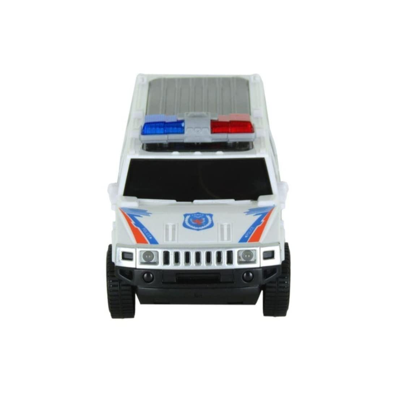 360 Degree Rotating Bump and Go Action USV Police Car Toy for Kids with Light & Siren Sound (Pack of 1) White