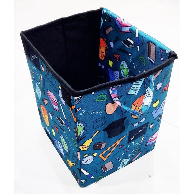 Educational Tool Doodle Printed Foldable Storage Box with Flip Top Lid Non Woven Fabric Laundry Basket Extra Stuff Toys/Clothes Organizer/Storage Basket for Books For Kids Boys & Girls