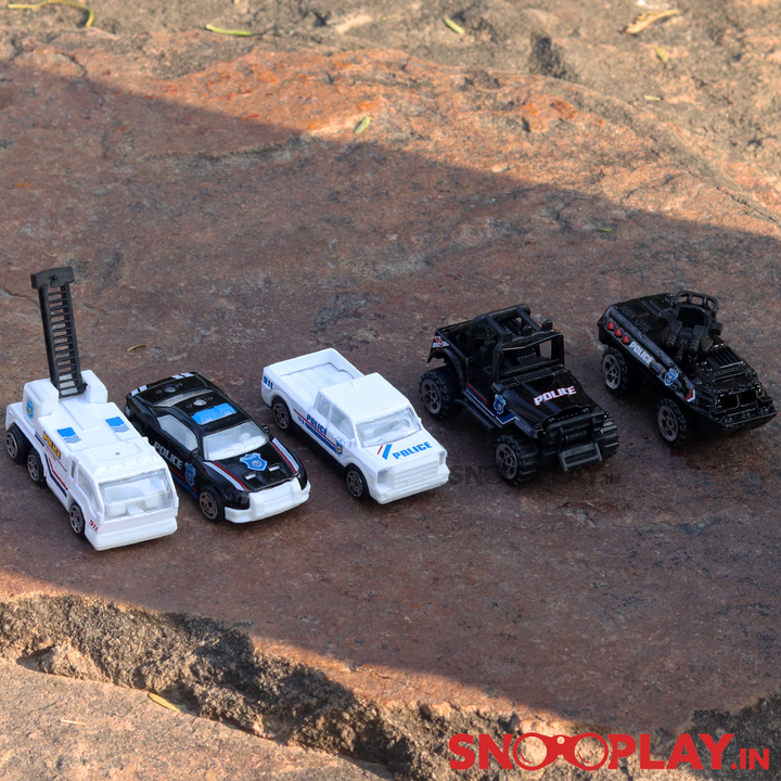 5 in 1 Police Toy Cars Playset For Kids (Metal & Plastic)