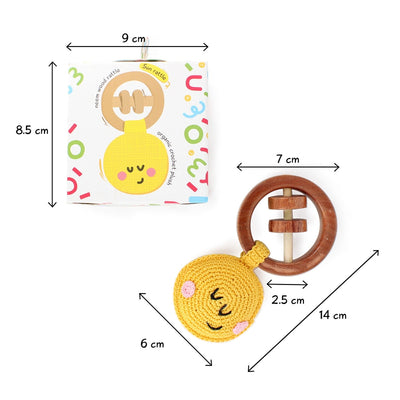 Wooden Crochet Sun Teether and Rattle