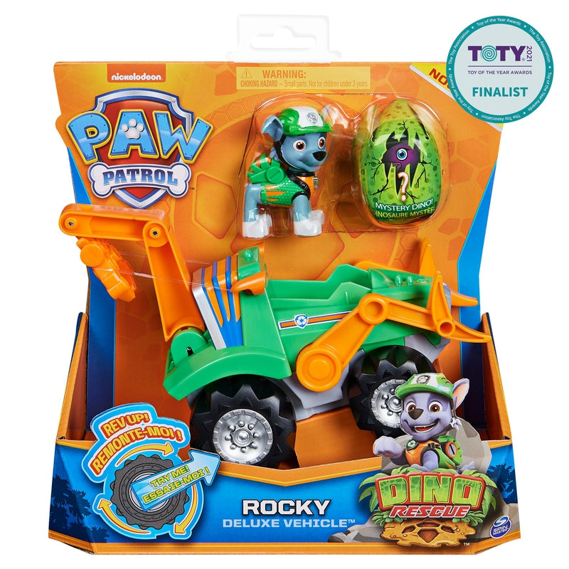 Paw Patrol Dino Rescue Rocky’s Deluxe Rev Up Vehicle With Mystery Dinosaur Figure