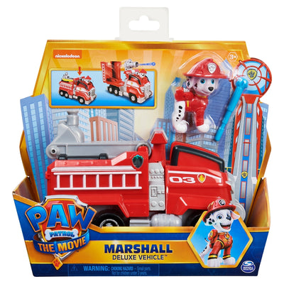 Paw Patrol Marshall’s Deluxe Movie Transforming Fire Truck Toy Car with Collectible Action Figure