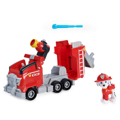 Paw Patrol Marshall’s Deluxe Movie Transforming Fire Truck Toy Car with Collectible Action Figure