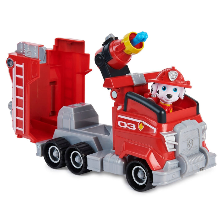 Paw Patrol Marshall’s Deluxe Movie Transforming Fire Truck Toy Car with Collectible Action Figure