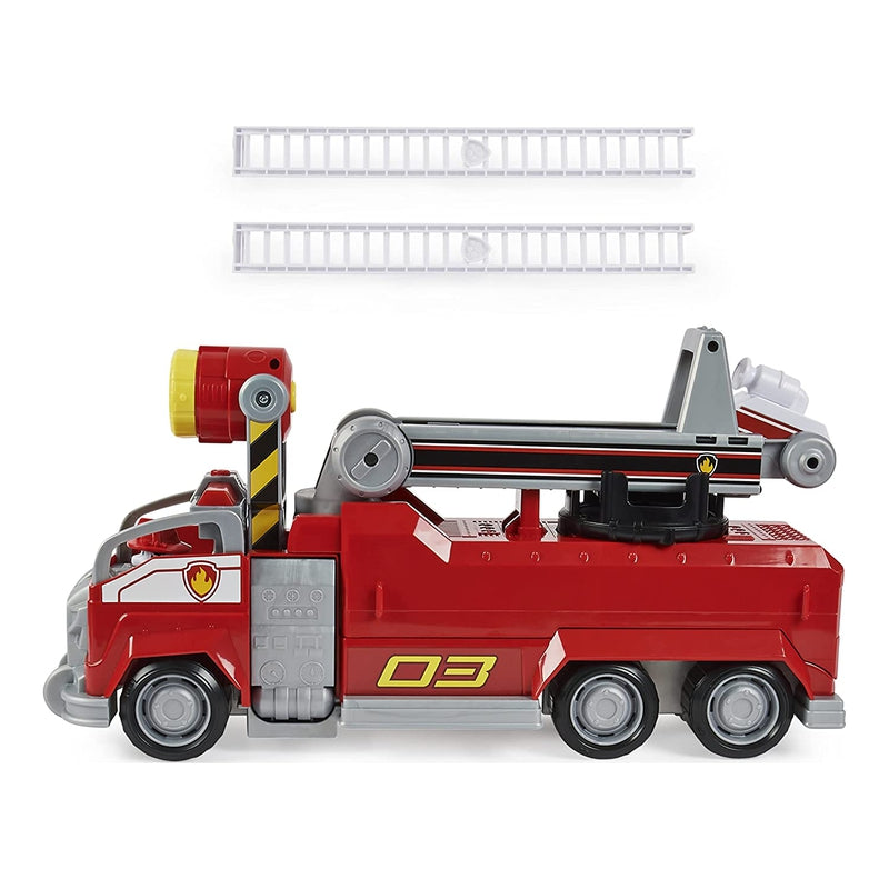 Paw Patrol Marshall’s Transforming Movie City Fire Truck with Extending Ladder, Lights, Sounds and Action Figure Toy