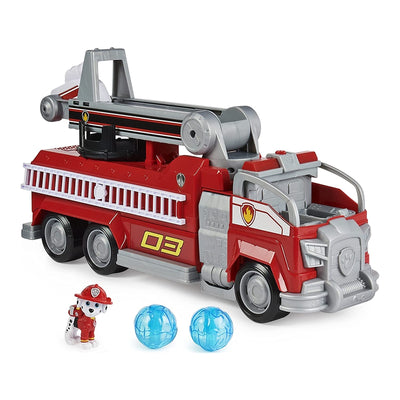 Paw Patrol Marshall’s Transforming Movie City Fire Truck with Extending Ladder, Lights, Sounds and Action Figure Toy