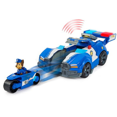 Paw Patrol Chase 2-in-1 Transforming Movie City Cruiser Toy Car with Motorcycle, Lights, Sounds and Action Figure