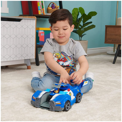 Paw Patrol Chase 2-in-1 Transforming Movie City Cruiser Toy Car with Motorcycle, Lights, Sounds and Action Figure