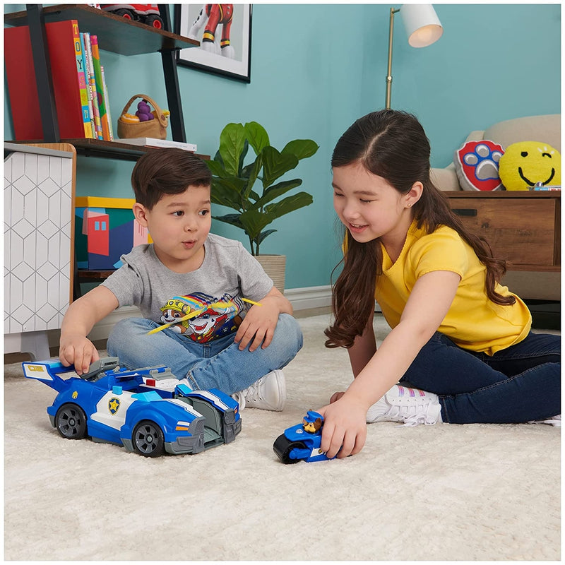 Paw Patrol Chase 2-in-1 Transforming Movie City Cruiser Toy Car with Motorcycle, Lights, Sounds and Action Figure