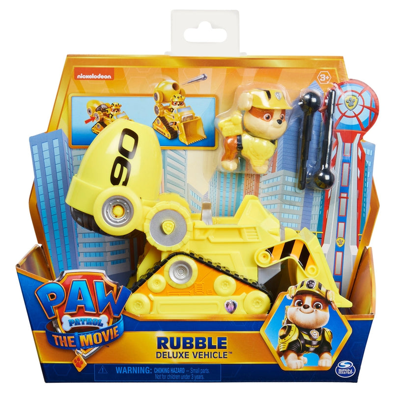 Paw Patrol, Rubble’s Deluxe Movie Transforming Toy Car with Collectible Action Figure