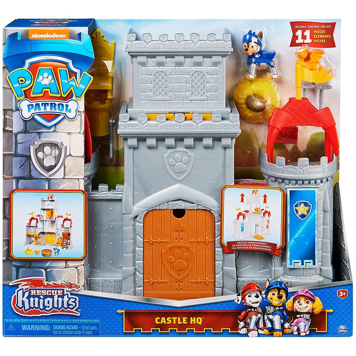 PAW Patrol Chase Rescue Knights Castle Playset - 11 Piece Set with Chase & Dragon Draco Figures (3-7 Years)