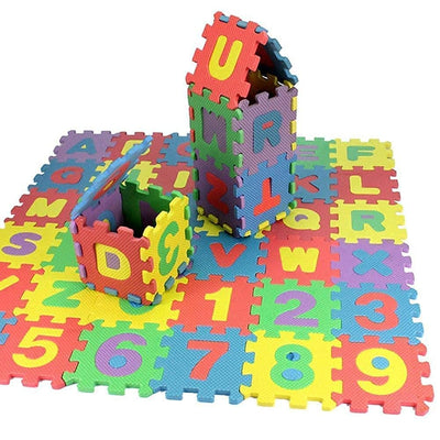 Toy Cloud Big Puzzle Interlocking Alphabet and Number Memory Mat (36 Pieces) - 10 x 10 cm