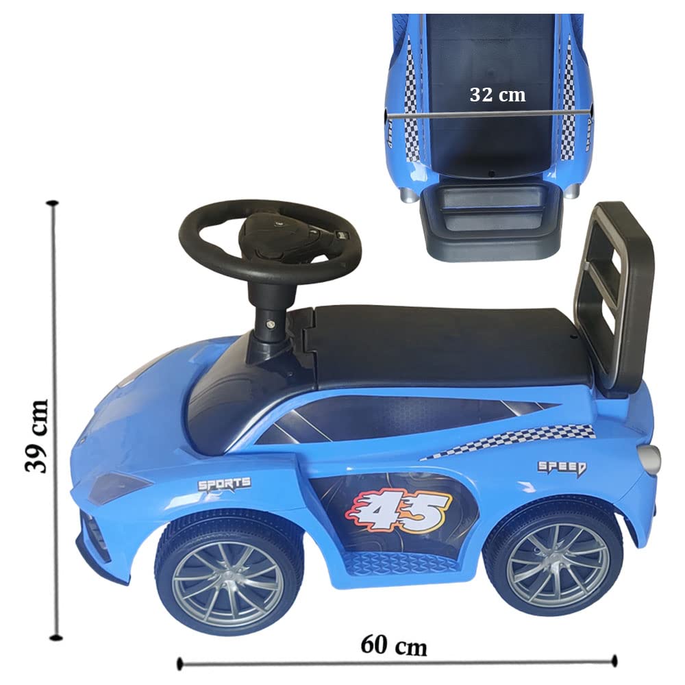 Ride on & Push Car with Horn, Steering, Backrest and Under Seat Storage - Blue