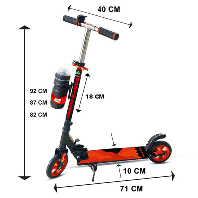 Gaming Hoot and Scoot Tri Scooter with Water Bottle for Kids & Adults 2 Wheels Steel Frame Large Foldable & Height Adjustable Handle Runner Scooter Capacity