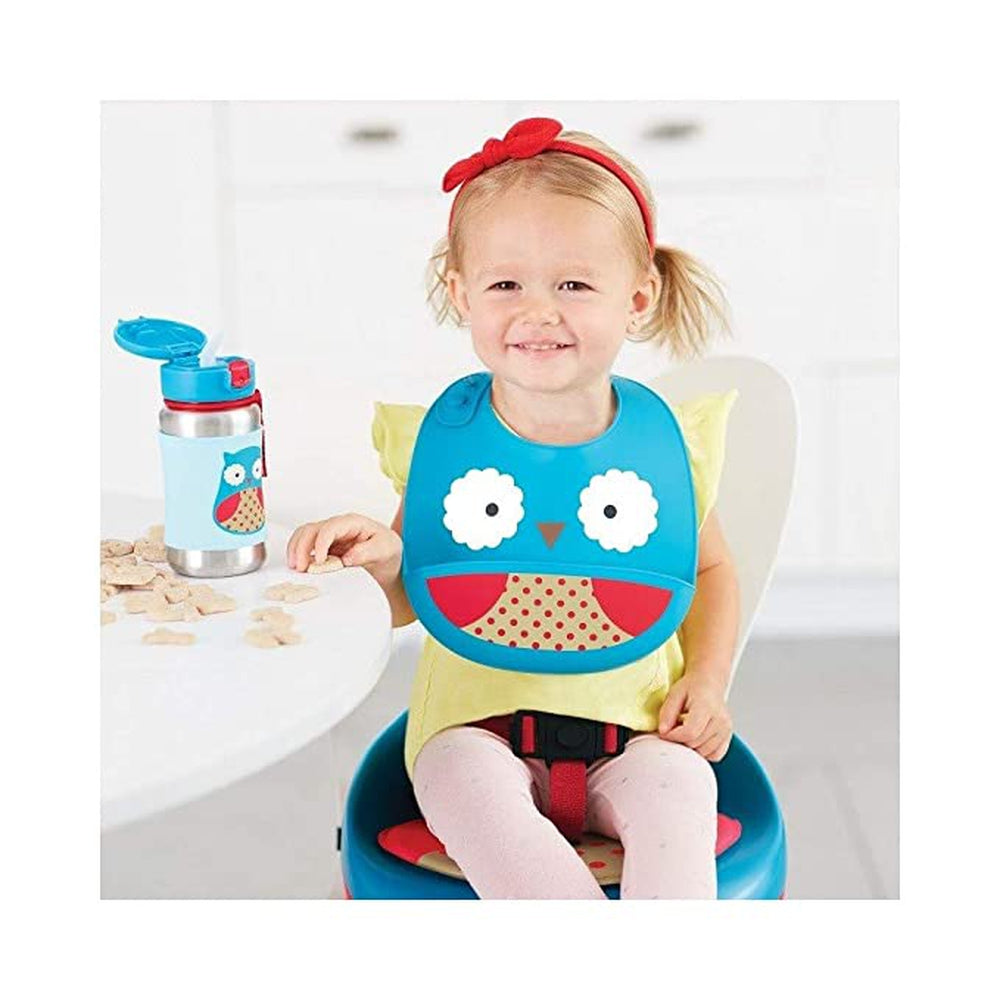 Zoo Fold & Go Silicone Bib
-Owl