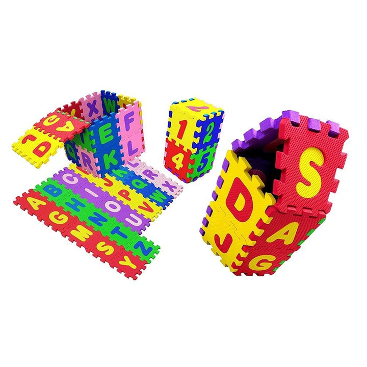 Toy Cloud Big Puzzle Interlocking Alphabet and Number Memory Mat (36 Pieces) - 10 x 10 cm