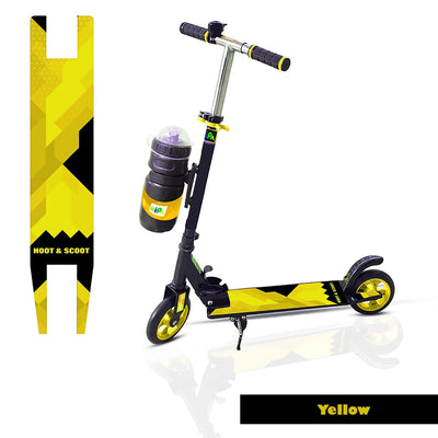 Gaming Hoot and Scoot Tri Scooter with Water Bottle for Kids & Adults 2 Wheels Steel Frame Large Foldable & Height Adjustable Handle Runner Scooter Capacity