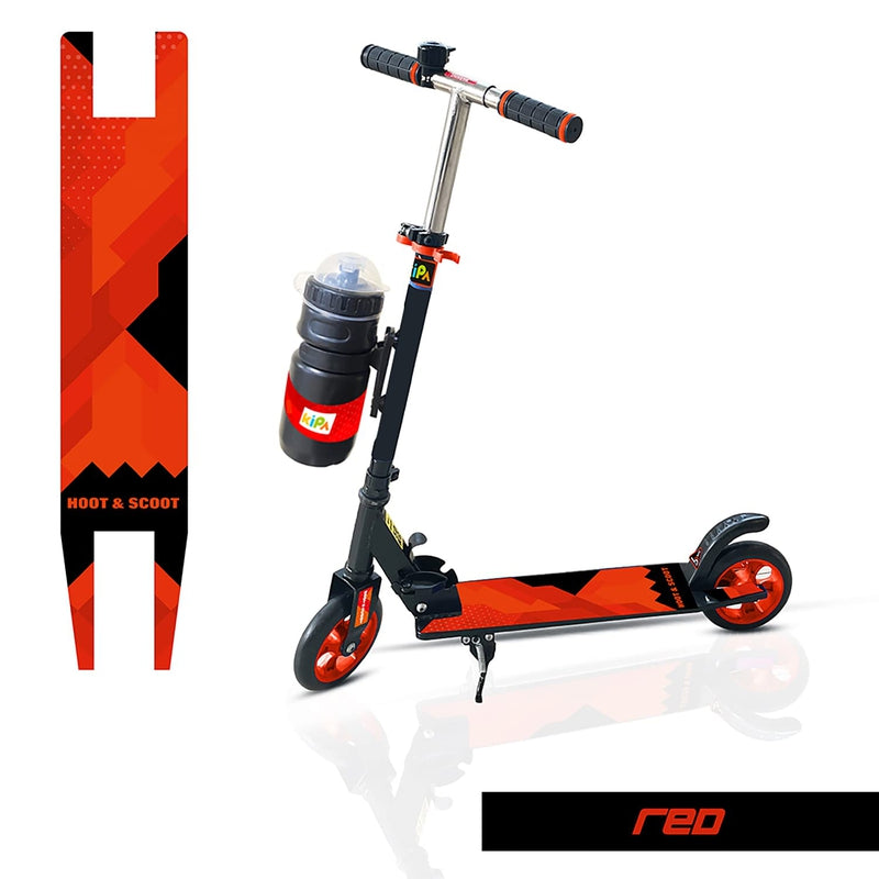 Gaming Hoot and Scoot Tri Scooter with Water Bottle for Kids & Adults 2 Wheels Steel Frame Large Foldable & Height Adjustable Handle Runner Scooter Capacity