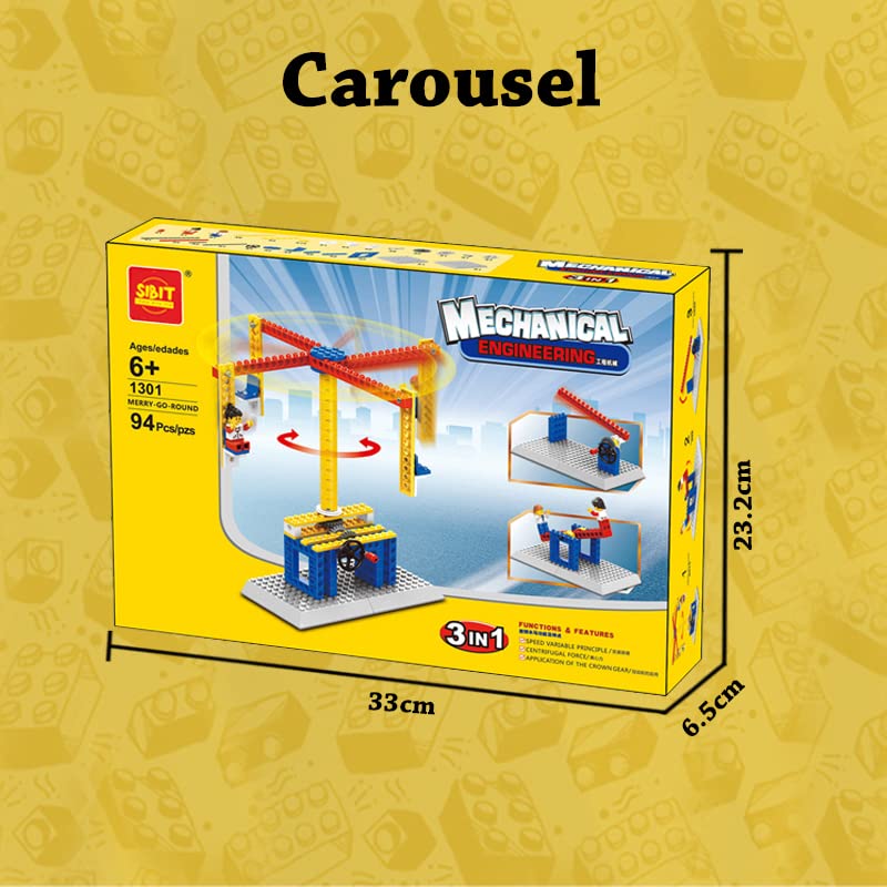 Mechanical Engineering Carousel 3in1 Building Blocks Educational Learning Toy Set (94pcs)