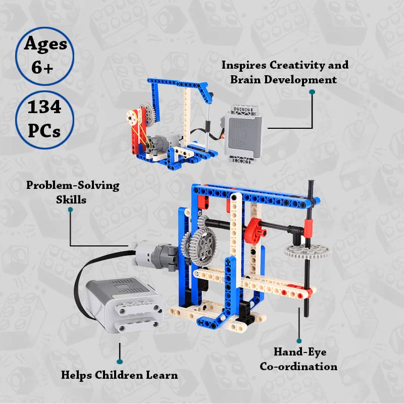 Mechanical Machinery Sewing Machine & Pile Driver 4in1 Building Blocks (134 Pcs)