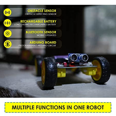 STEM Obstacle Avoiding Bluetooth DIY Robotics Kit for Kids - Science Kit (with 3D Case & Tool Kit)