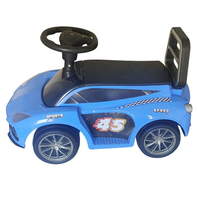 Ride on & Push Car with Horn, Steering, Backrest and Under Seat Storage - Blue