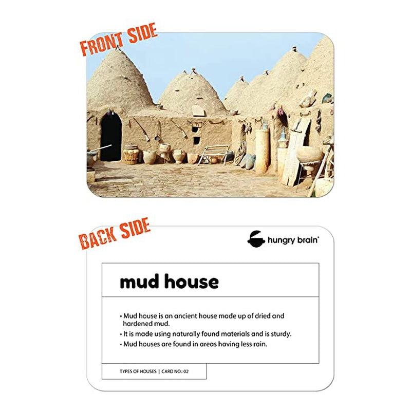 Educational - Types of Houses Flash Cards for Kids Early Learning