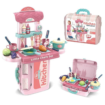 3 in 1 Portable Pretend Food Party Role Cooking Kitchen Play Set