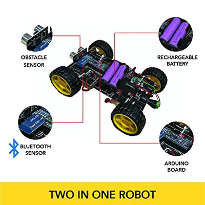 STEM Obstacle Avoiding Bluetooth DIY Robotics Kit for Kids - Science Kit (with 3D Case & Tool Kit)