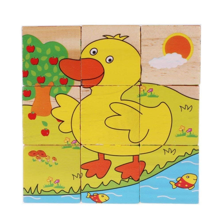 3D 6 Face Farm Animals Wooden Cube Jigsaw Puzzle (1-2 Years)