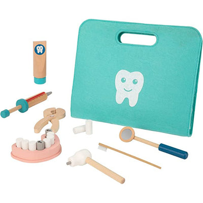 Wooden Tiny Teeth  Doctor Kit Dentist Toys for Kids  Medical Kit 19 PCS Dentist Game Toys