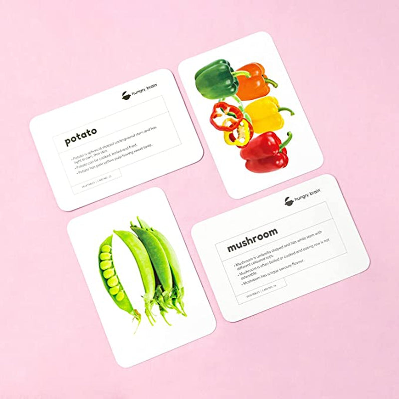 Pack of 3 (Group 1) Fruits, Vegetables & Body Parts Flash Cards for Kids