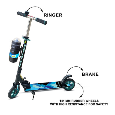 Gaming Hoot and Scoot Tri Scooter with Water Bottle for Kids & Adults 2 Wheels Steel Frame Large Foldable & Height Adjustable Handle Runner Scooter Capacity