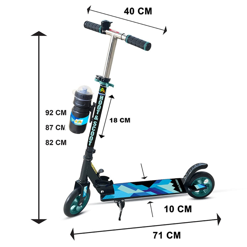 Gaming Hoot and Scoot Tri Scooter with Water Bottle for Kids & Adults 2 Wheels Steel Frame Large Foldable & Height Adjustable Handle Runner Scooter Capacity