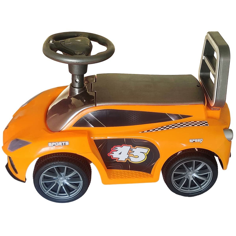 Ride on & Push Car with Horn, Steering, Backrest and Under Seat Storage - Orange