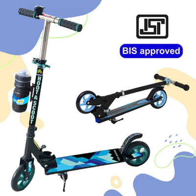 Gaming Hoot and Scoot Tri Scooter with Water Bottle for Kids & Adults 2 Wheels Steel Frame Large Foldable & Height Adjustable Handle Runner Scooter Capacity