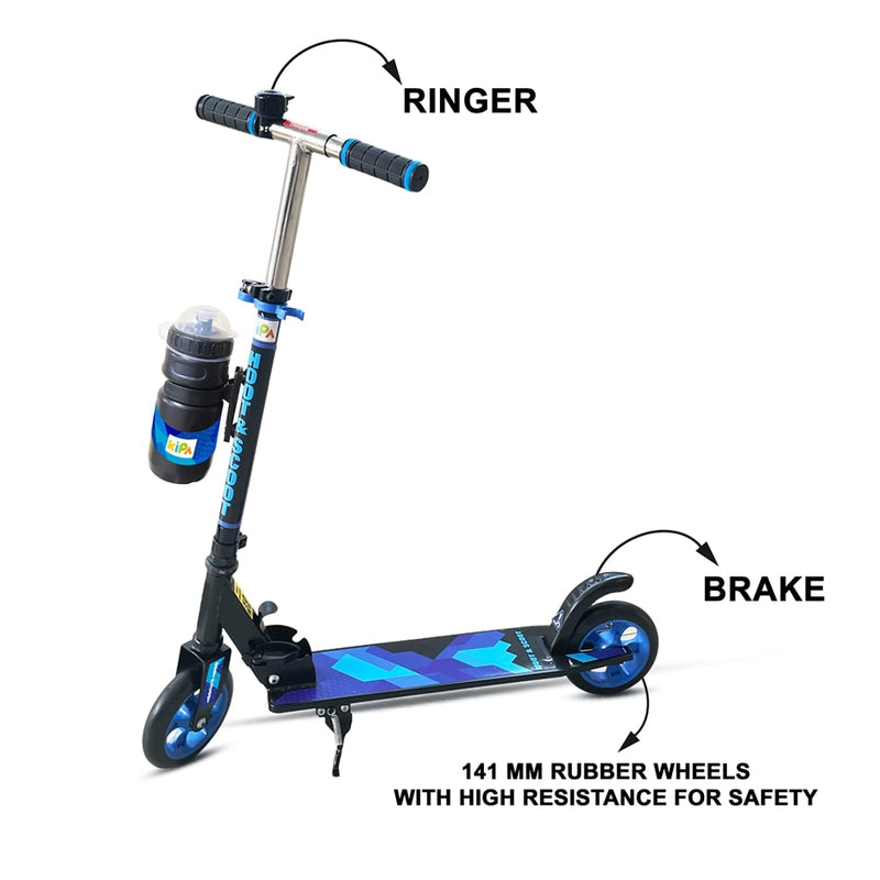 Gaming Hoot and Scoot Tri Scooter with Water Bottle for Kids & Adults 2 Wheels Steel Frame Large Foldable & Height Adjustable Handle Runner Scooter Capacity