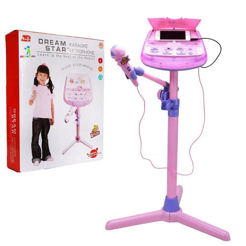 Karaoke Microphone - MP3 Function, Adjustable Height Stand, Music Sing Along with Flashing Stage Lights (3-12 Years) | Assorted Colors