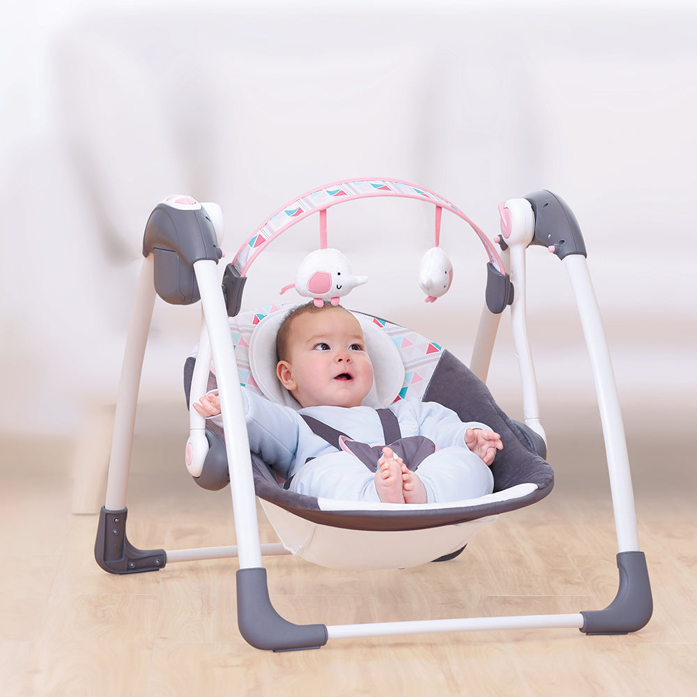 Deluxe Portable Swing- Pink & Grey